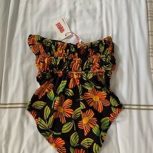 NWT Solid & Striped One Piece Swimsuit